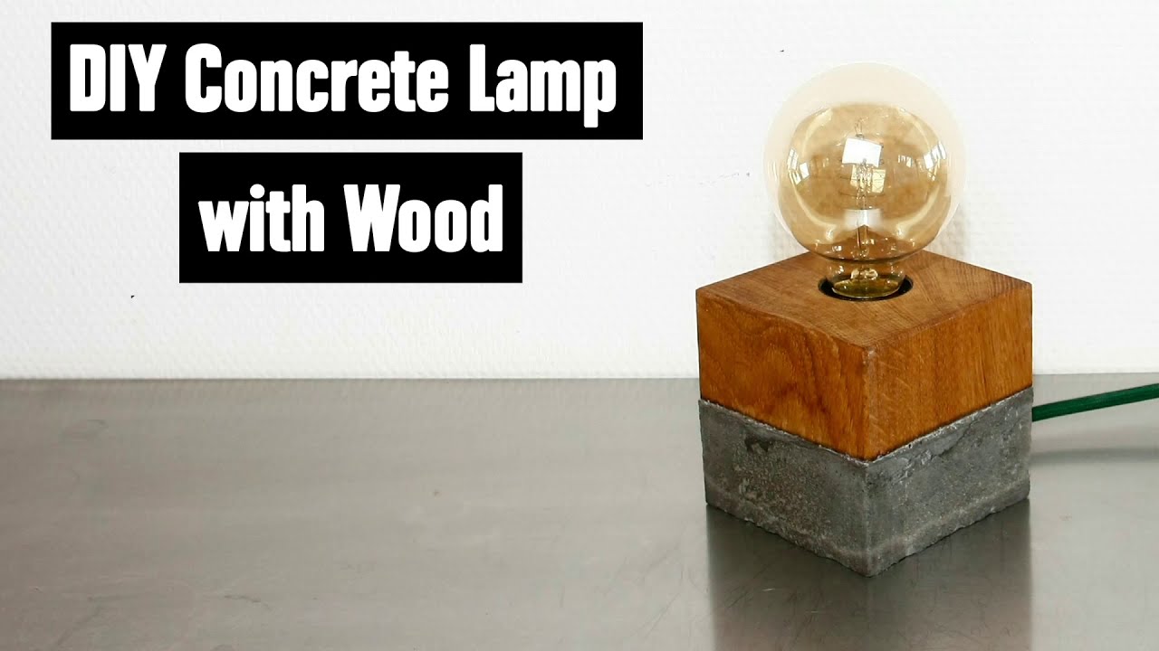 DIY Concrete Lamp with Wood #02