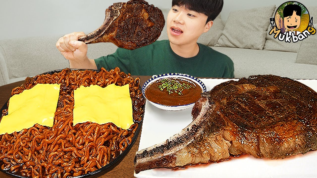 ASMR MUKBANG | Жареный цыпленок, Свиная котлета, лапша с черной фасолью, кимчи Корейская еда