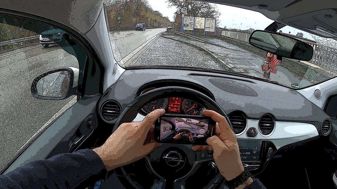 Opel Adam (69Ps) GoPro Pov drive in Germany rainy day