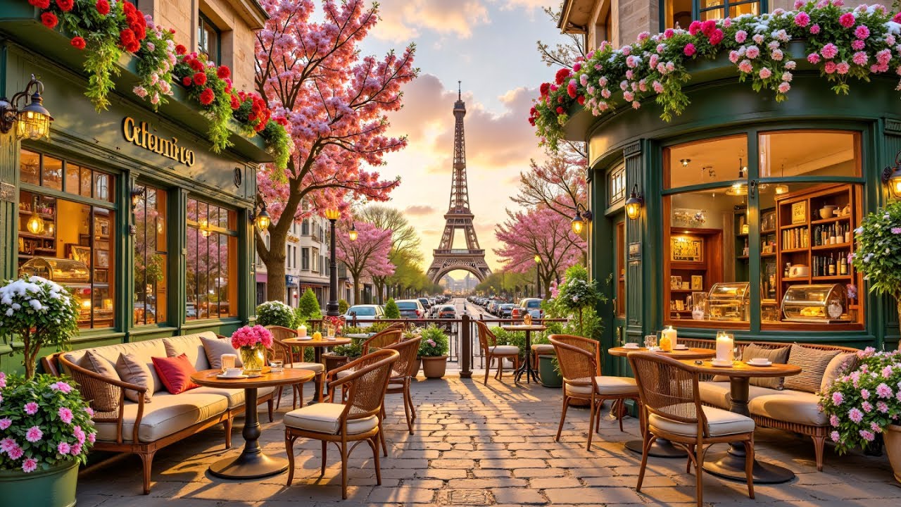 Calming Jazz Music at Spring Coffee Shop Ambience with 🎶 Studying, coffee, reading, healing