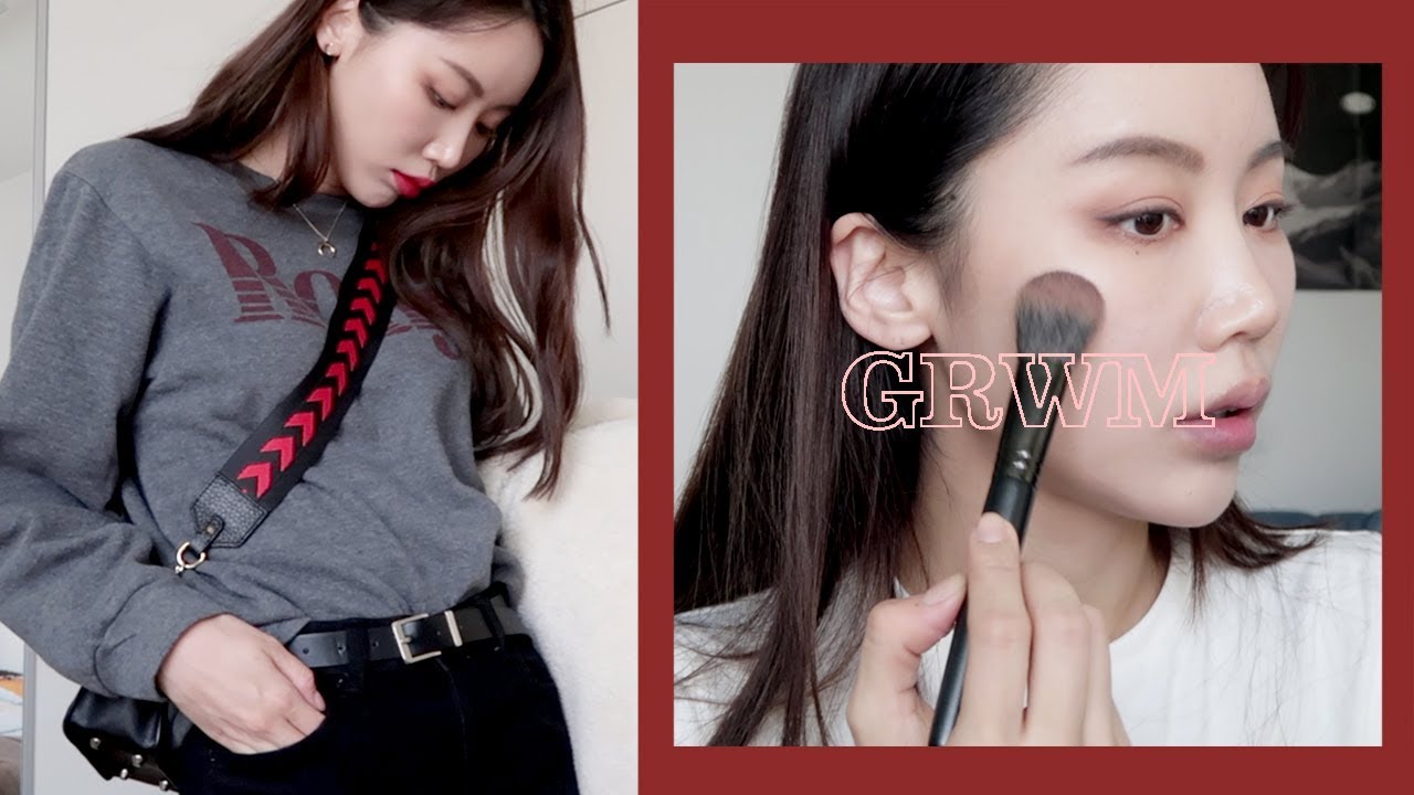 레드💋GRWM • 붙임머리,  Rouje, 내 최적의 베이스루틴 (ft.더페 잉크래스팅)  | kinda cool