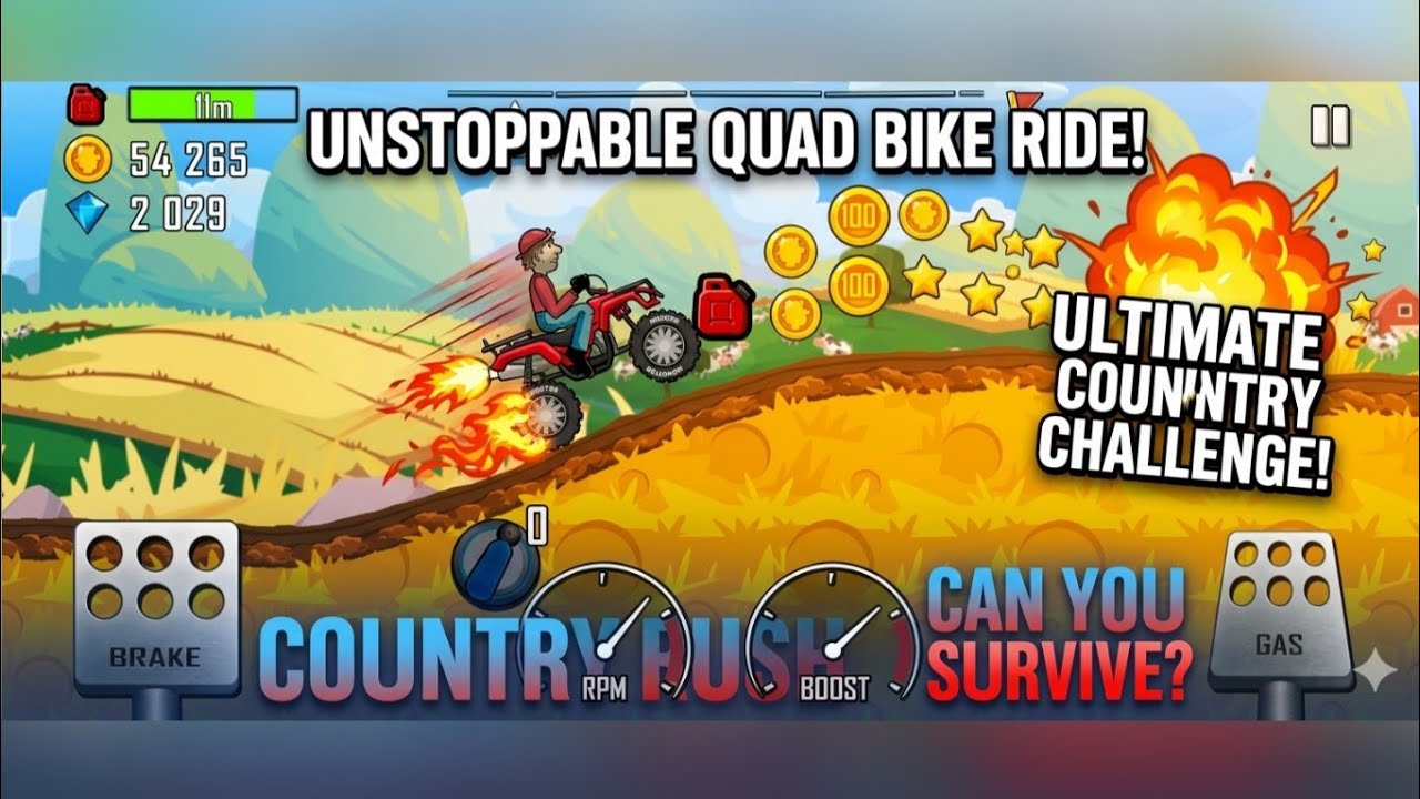 Unstoppable Quad Bike Ride on Countryside Road 🚵🔥 | Hill Climb Racing