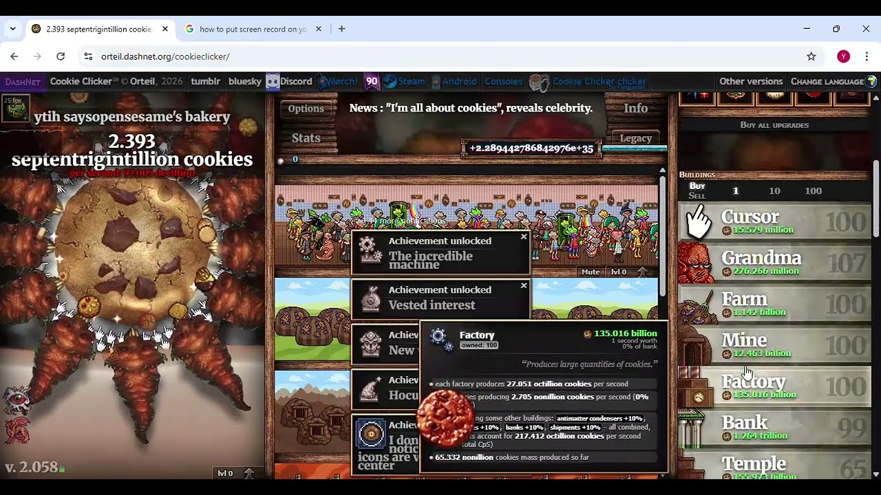 how to get infinit money in Cookie Clicker