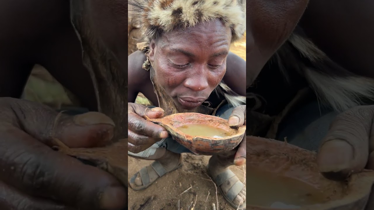 Breakfast time See how he got his favorite soup for breakfast #hadzabetribe