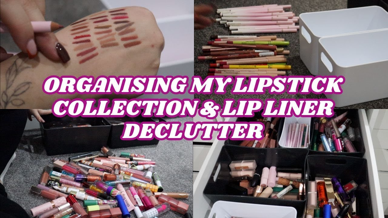 LIPSTICK COLLECTION ORGANISATION & LIP LINER DECLUTTER! | makeupwithalixkate