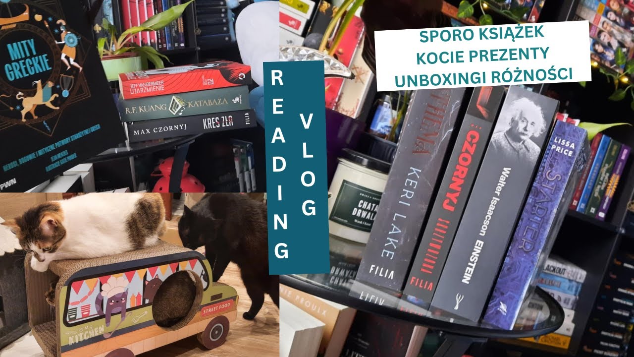 📚 READING VLOG 📚 - książkowa różnorodność, kocie prezenty, unboxingi paczkowe