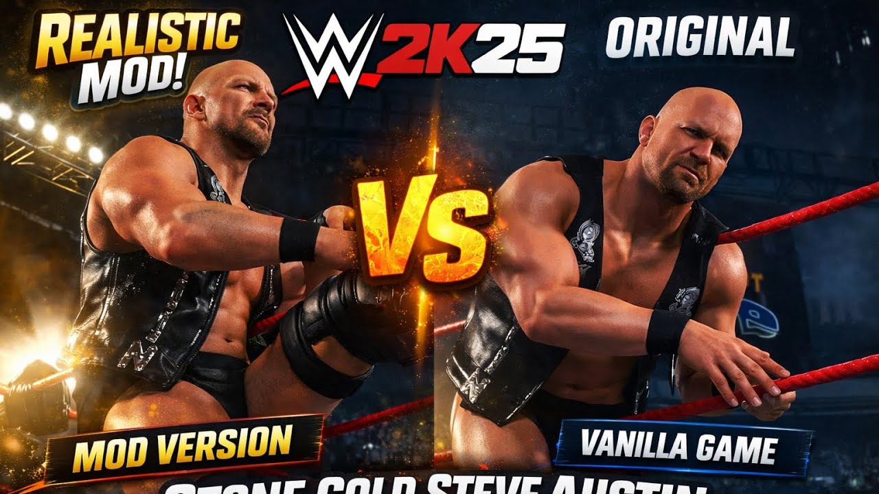 WWE 2K25 Stone Cold Steve Austin Mod vs Original (Realism Comparison)