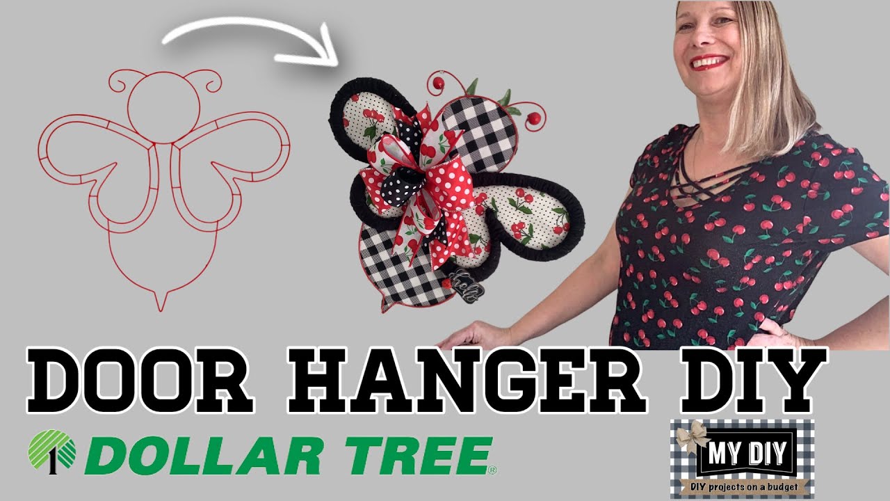 LADYBUG DOOR HANGER DIY |  DOLLAR TREE BEE WREATH FORM | CHERRY ON TOP CUTE!