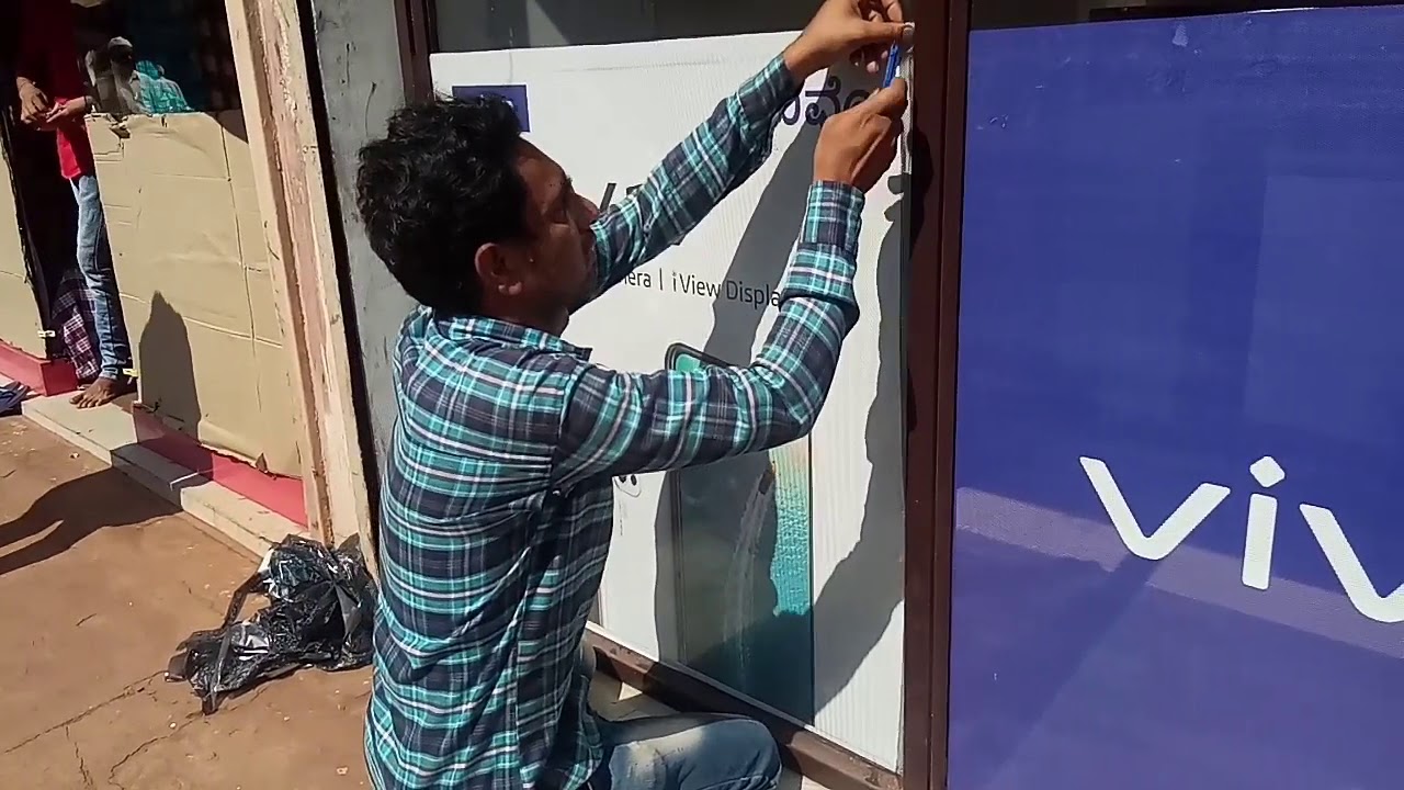 Vivo v17 Branding One way vision window film ll One way vision sticker pasting on glass ll