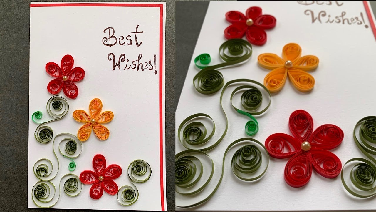 Easy Paper Quilling Floral Greeting Card - Quick DIY