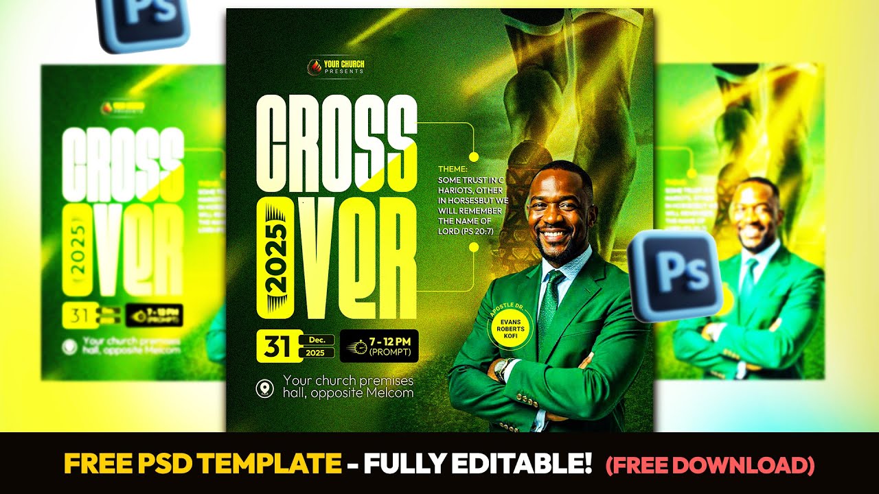 FREE PSD Crossover Church flyer | WORD: Commit your ways to the LORD!