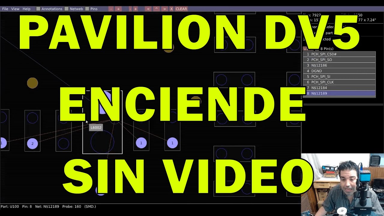 Reparaciones donde el osciloscopio brilla. HP Pavilion DV5 enciende pero no da video.