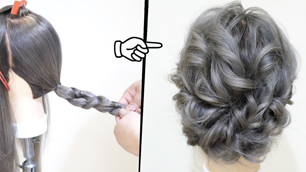 ☆かわいいシニヨンのヘアアレンジ！中級レベル！３箇所巻くだけでふわふわな仕上がり！hairdo 头发安排　การจัดเรียงผม 헤어 어레인지