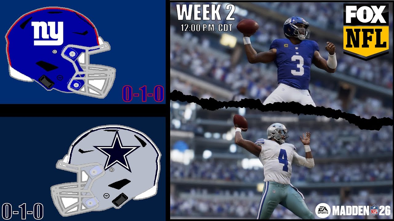 Giants vs. Cowboys | Week 2 - Simulation | Madden NFL 26 Franchise Mode Gameplay