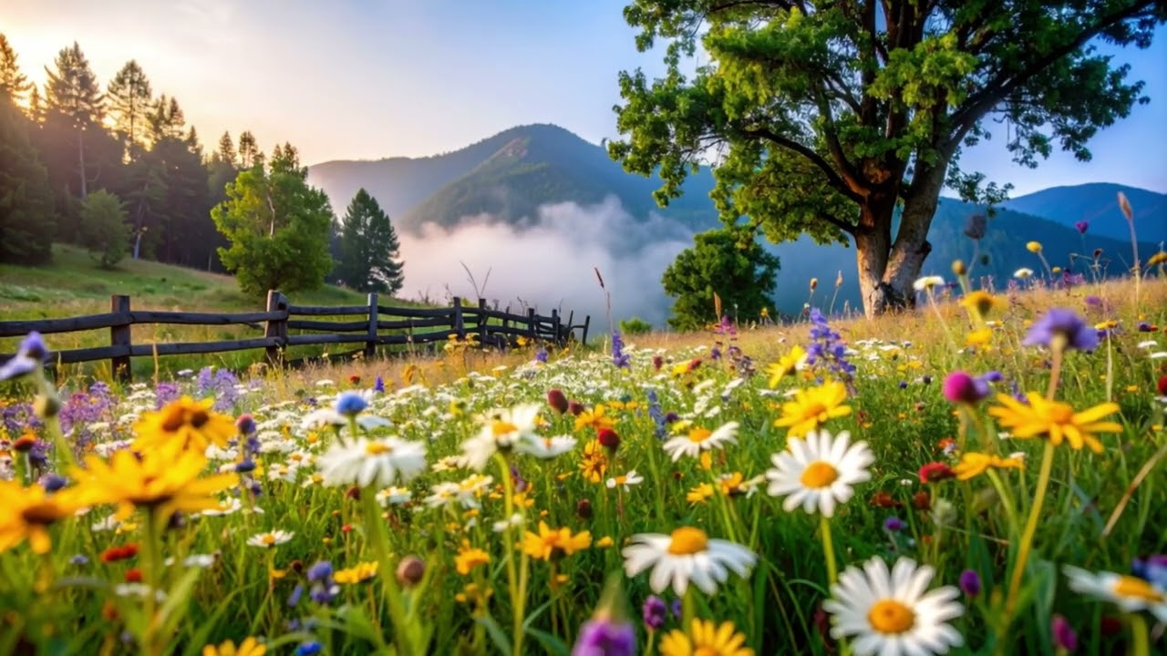 Mountain Meadow Relaxing Nature Sounds &bull; Wildflower Breeze, Morning Birdsong & Cuckoo Call
