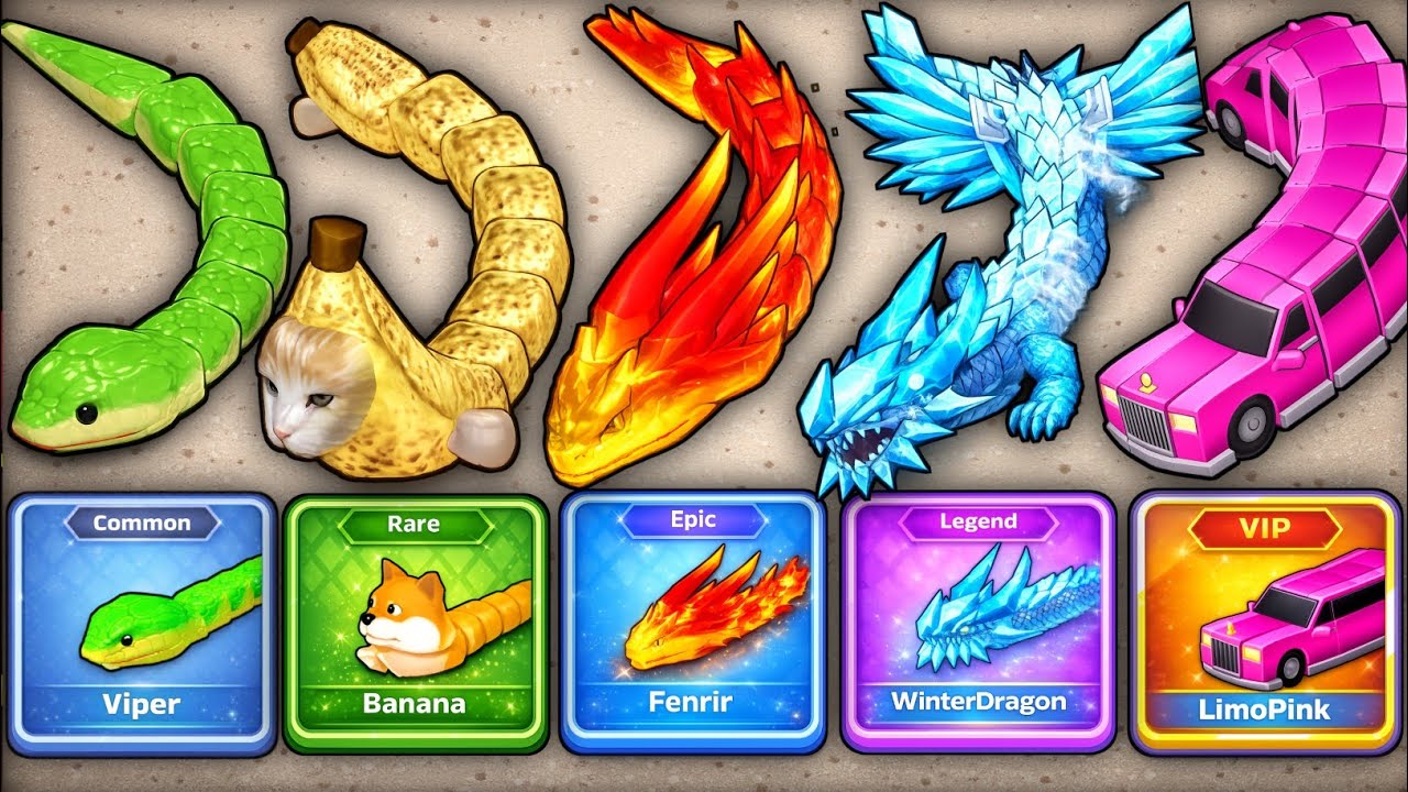 😱Snake Clash IO:  COMMON🆚RARE🆚EPIC🆚LEGEND🆚VIP—MAX LEVEL Skin Battle! Which Snake Is Best?🔥#211