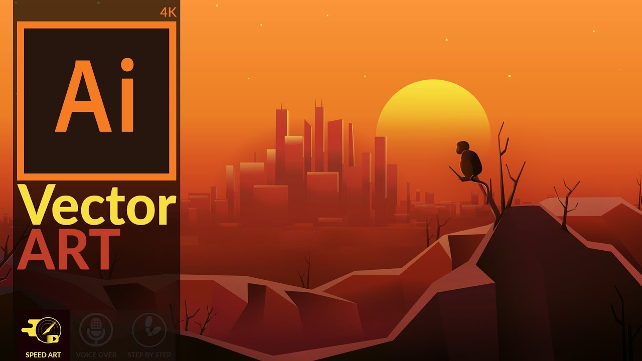 Making a Scenery Artwork in Adobe illustrator CC | Speed Art
