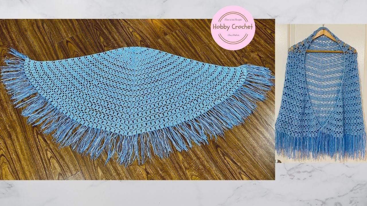 Chal Celeste Media Luna a crochet paso a paso (Versión Diestra)