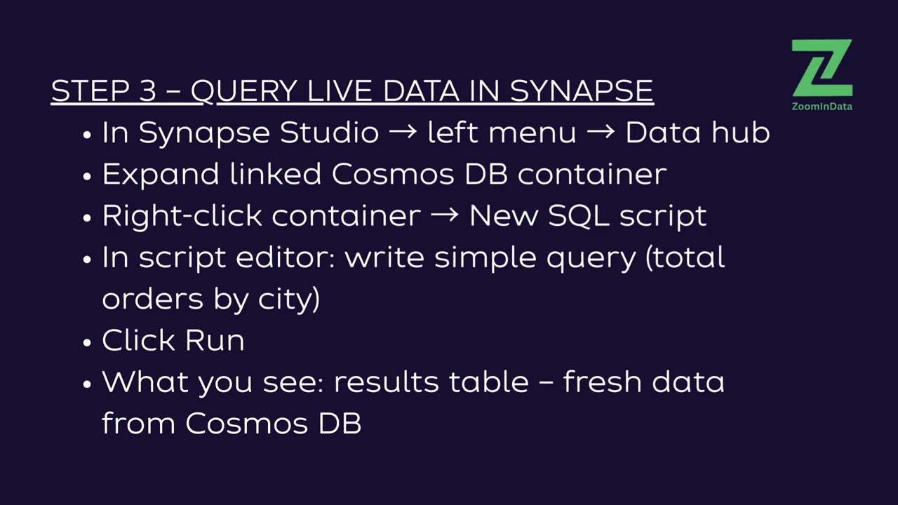 19 SYNAPSE LINK FOR COSMOS DB – LIVE ANALYTICS ON APP DATA