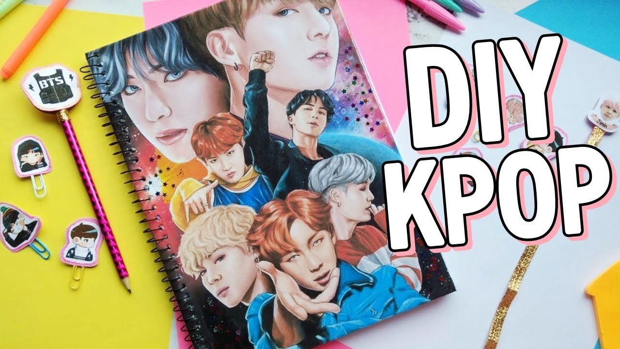 COMO FAZER MATERIAL ESCOLAR DO BTS! | DIY