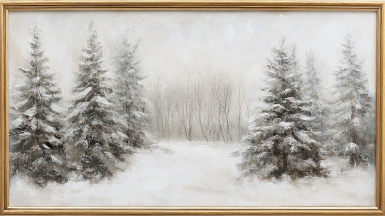 Experience the Magic of Winter Ambience with this 2h Snow Painting TV Frame | Snow Ambience