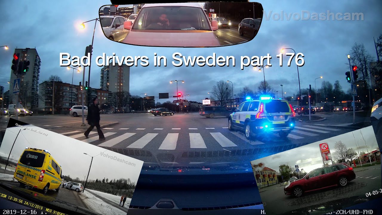 Bad Drivers in Sweden #176 Winter clips, accidents, close calls and a hit and run!