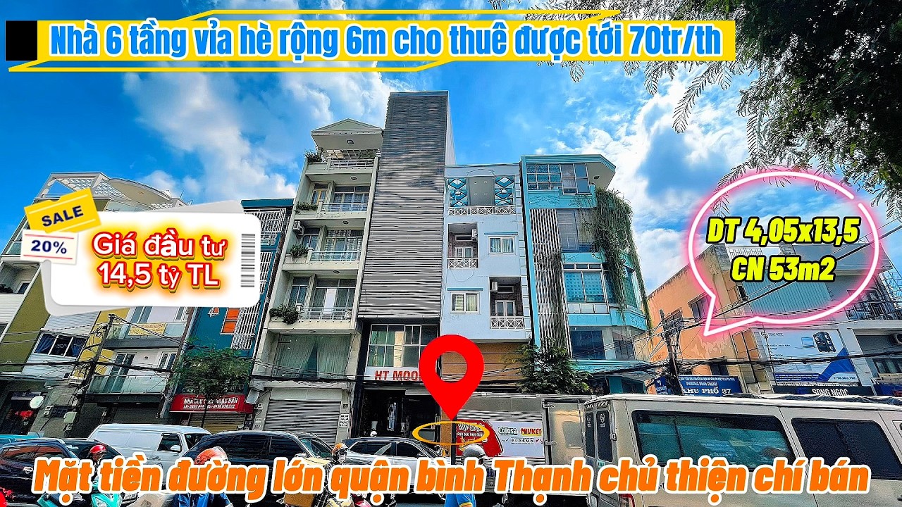 Siêu Hiếm Chỉ 14,5 Tỷ Sở Hữu Mặt Tiền Đường Lớn DT 4,05x13,5 – 5 Tầng 8 Phòng 1 MBKD Vỉa Hè Rộng 6m