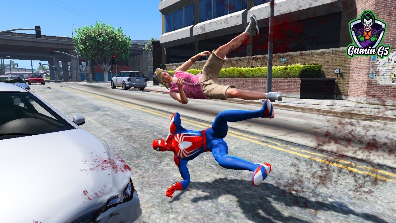 Gta 5 Spiderman Ragdolls Motorcycle Crash, Funny Fails # 03 - GaminG5