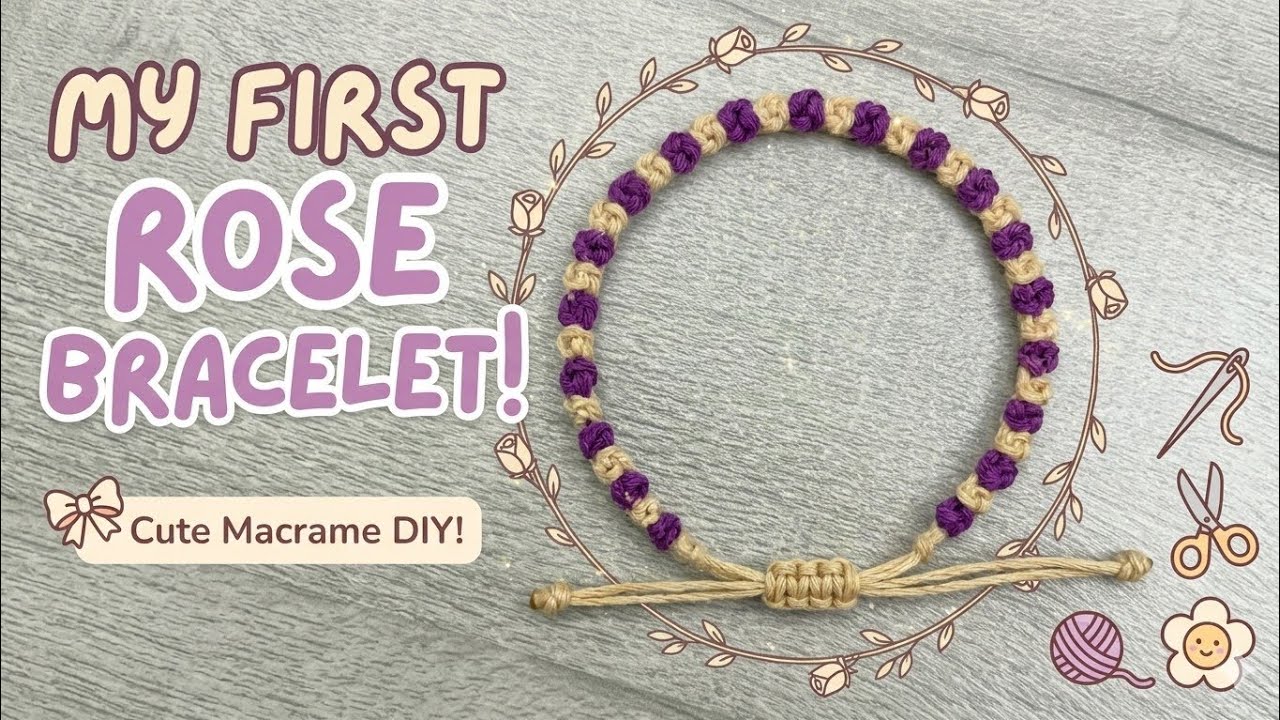 How to make rose bracelet. Easy macrame bracelet tutorial ✨ #art #viral #cute.    