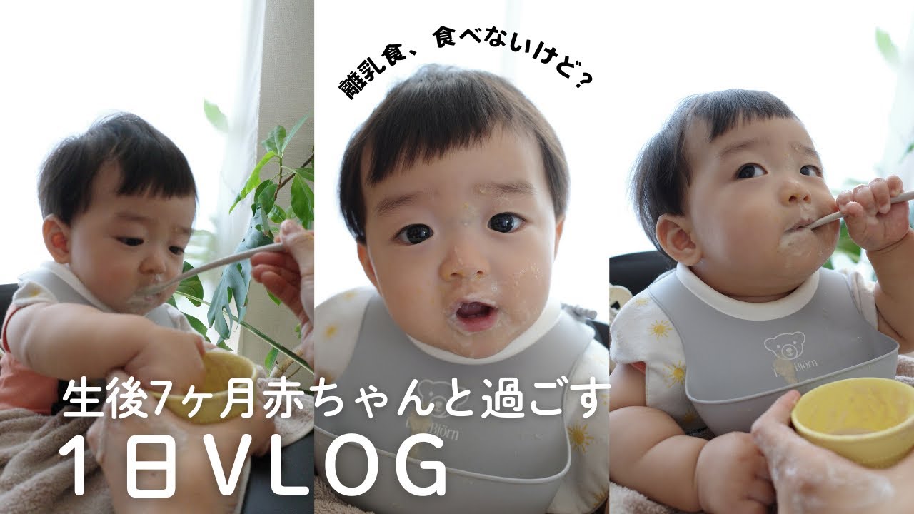 【生後7ヶ月】離乳食を全く食べないよ（1日VLOG)