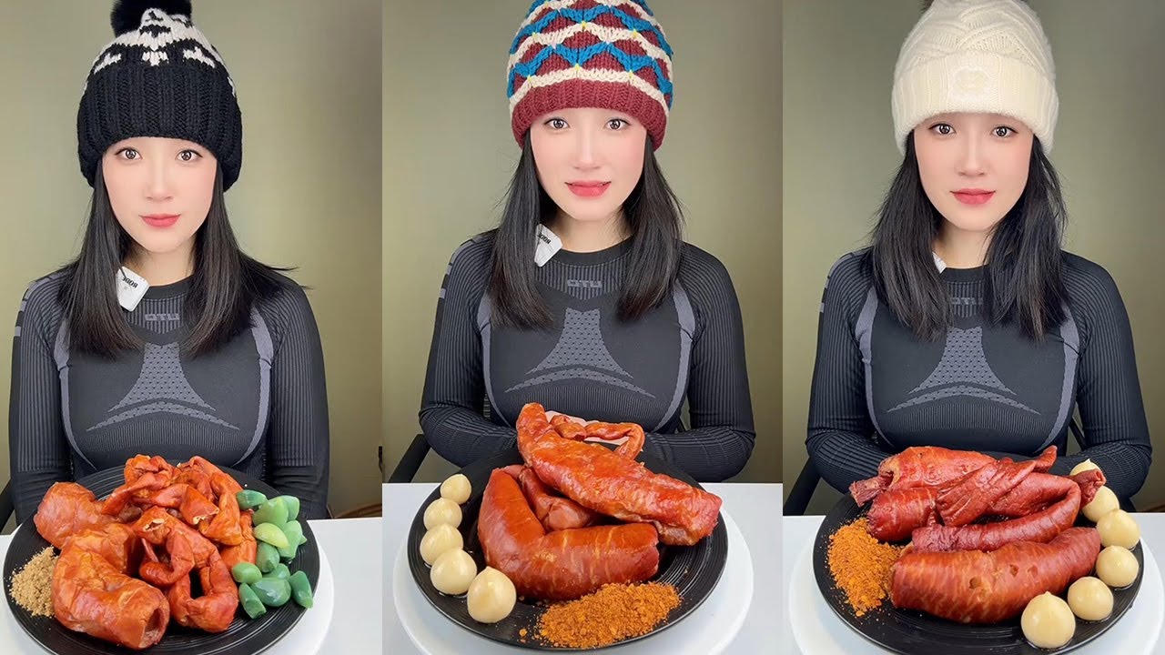 【Yummy】Eating show：Grilled pork intestines🐖🧄#mukbang#asmr