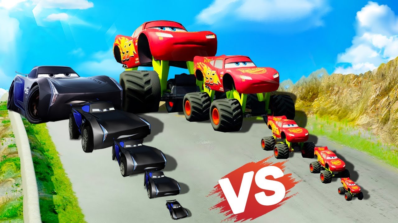 Big & Small Monter Truck Jackson Storm vs Big & Small Monster Truck Mcqueen | BeamNG.Drive