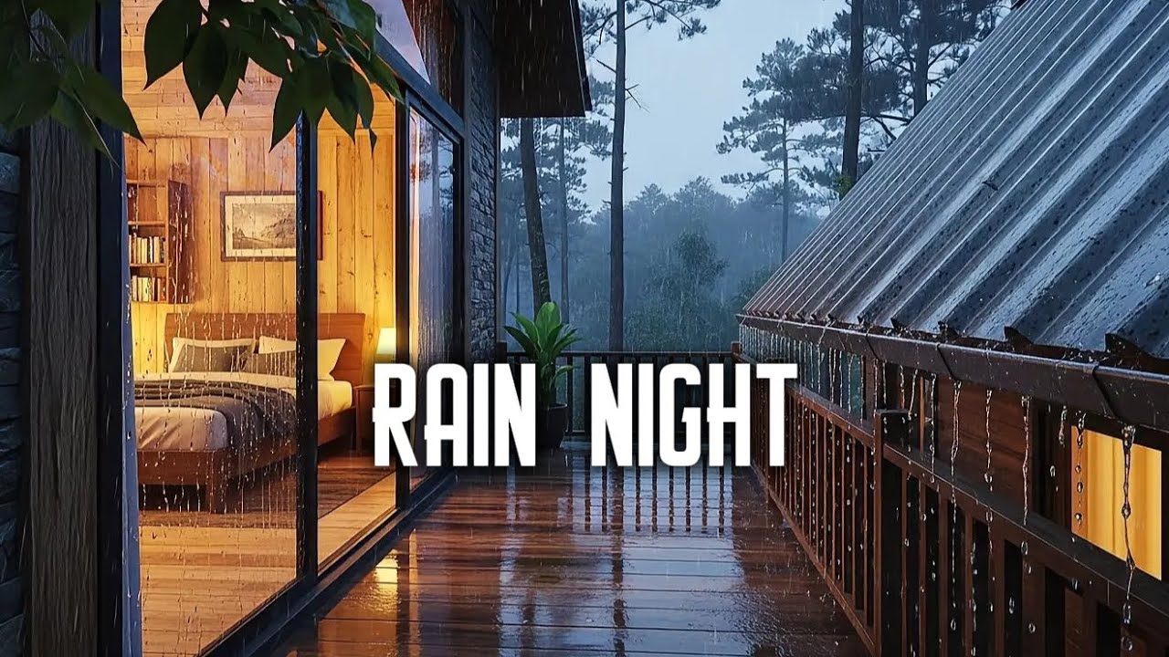 Cozy Rain Cabin at Night 🌧️ Rain on Roof for Deep Sleep