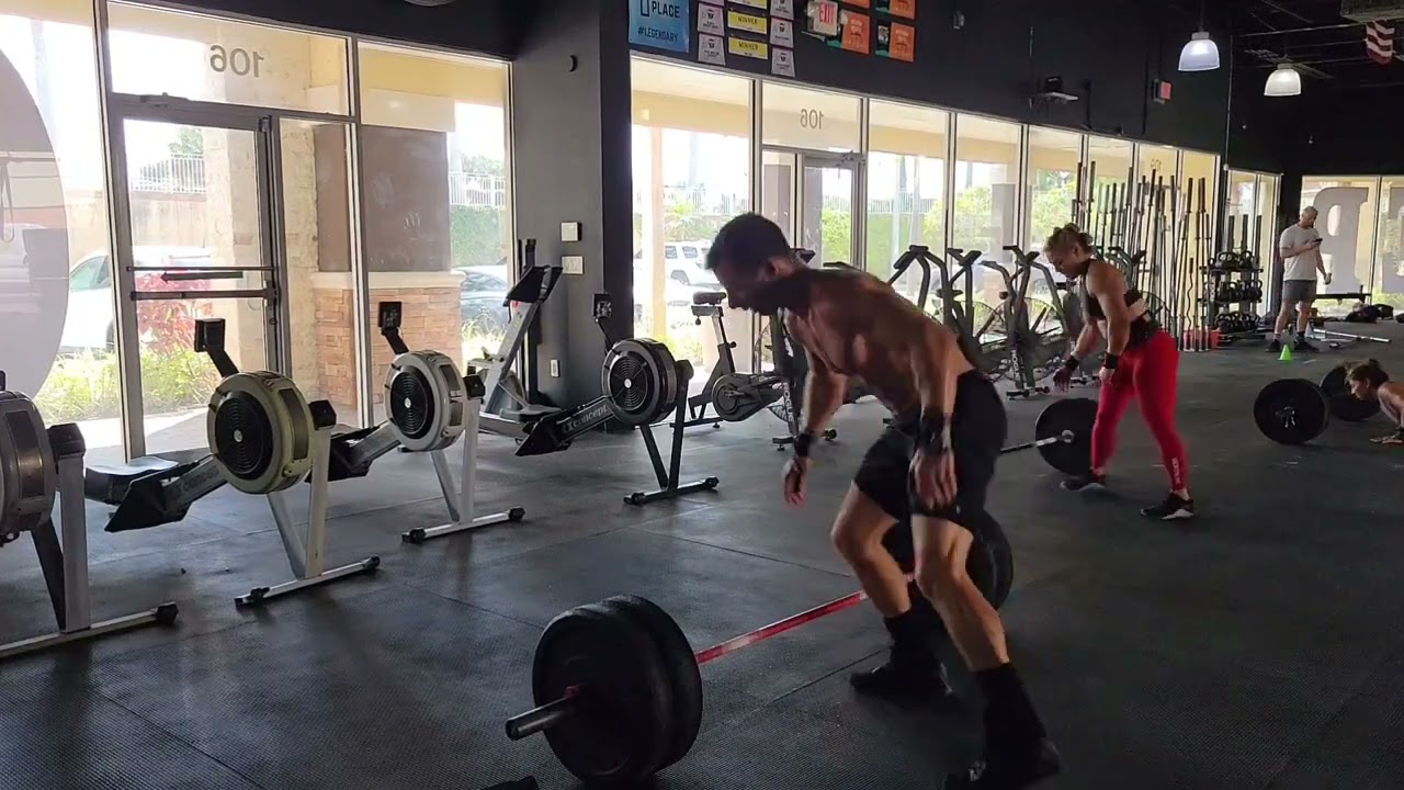 10 Min AMRAP : Row, Burpees, Power Cleans