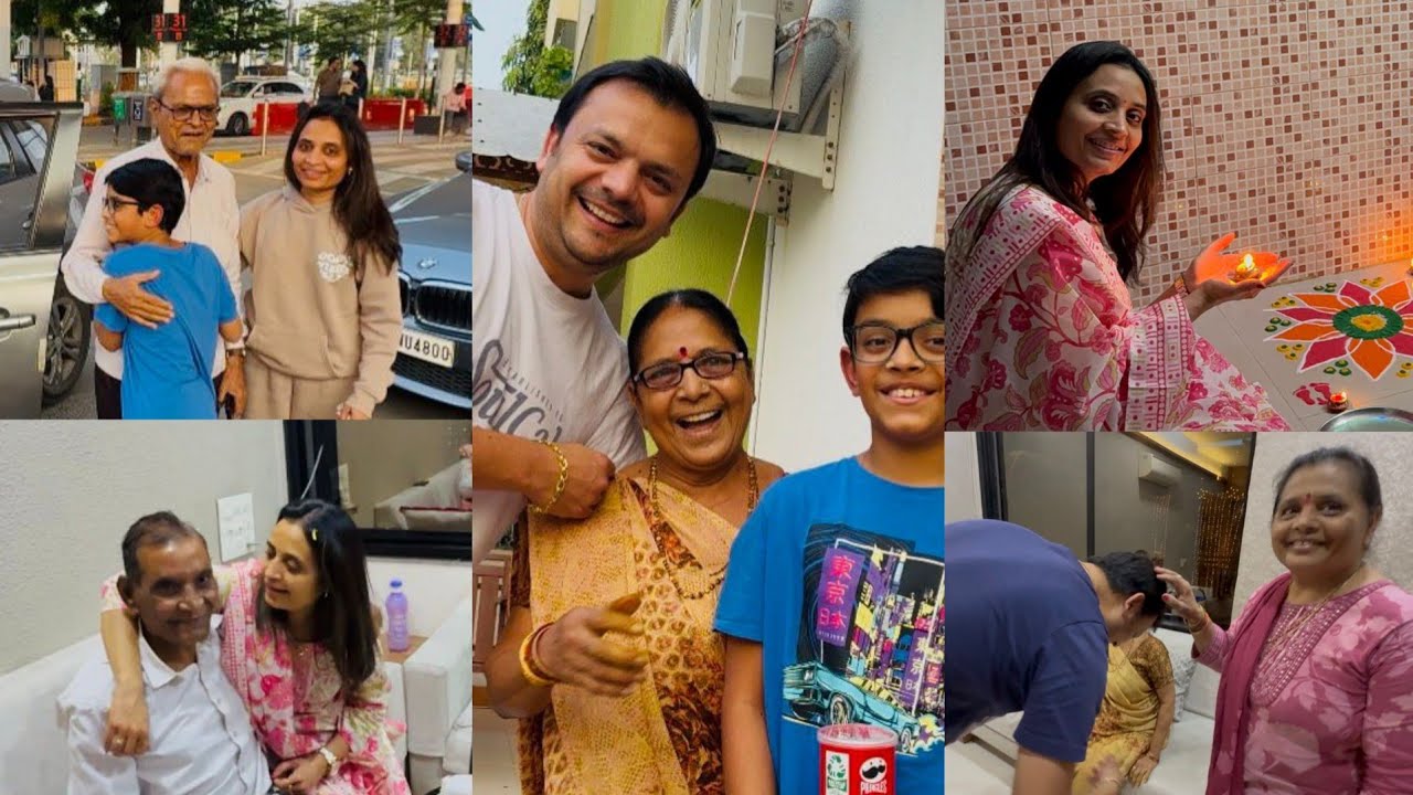 Mummy Pappa Sathe India Ma Paheli Vaar Diwali Manavi