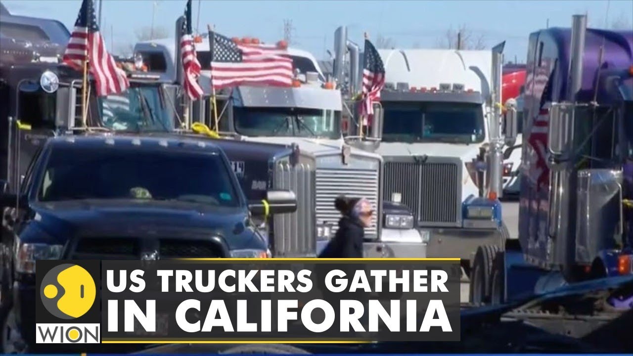 US truckers gather in California to protest against COVID rules & mask mandates | English News