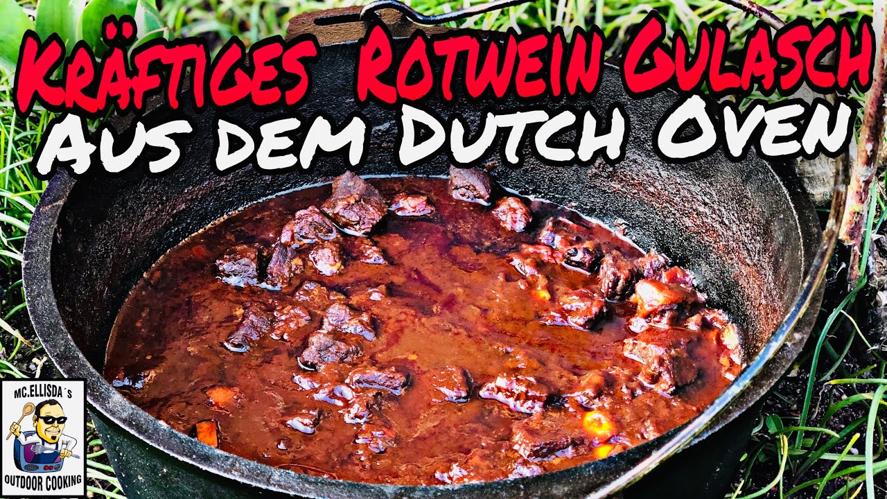 Rotwein Gulasch aus dem Dutch Oven // Kesselgulasch nach ungarischer Art