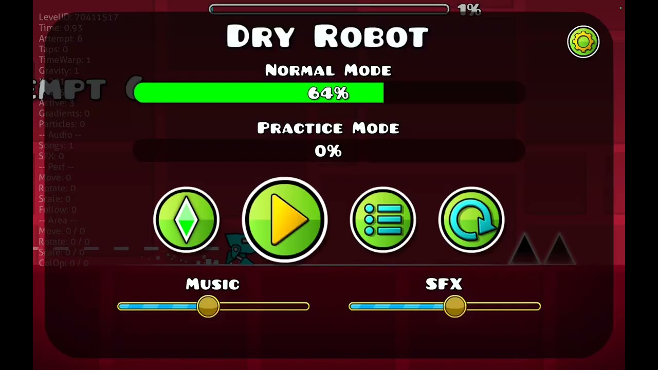 Прохожу уровни, на роботе. /Geometry Dash