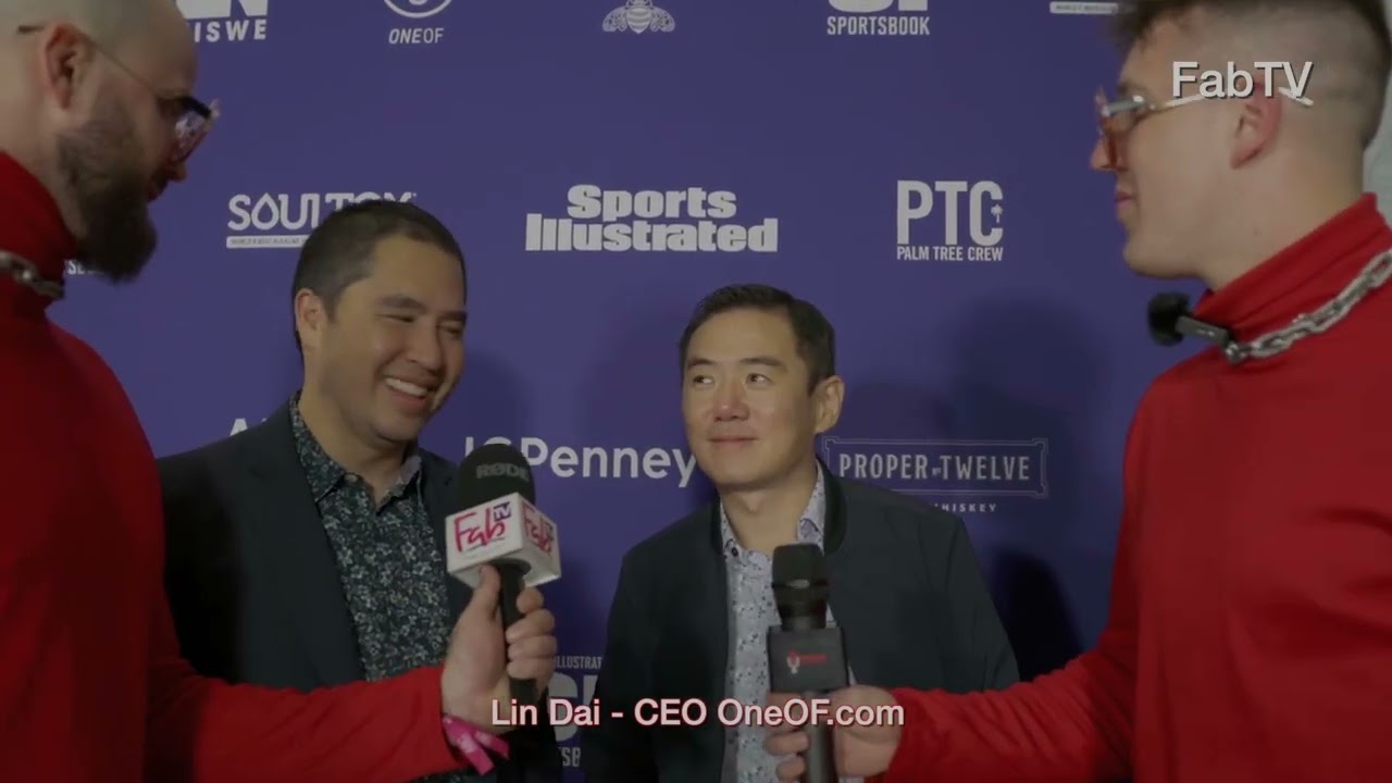 Lin Dai  CEO OneOF.com stops and details the NFT deal with SI @ the SI Super Bowl Party