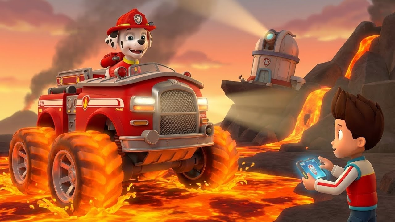 PAW Patrol: Rescue Wheels – The Lava Levee Lift! 🌋🚛 | Marshall’s Monster Tires & Epic Lava Rescue!