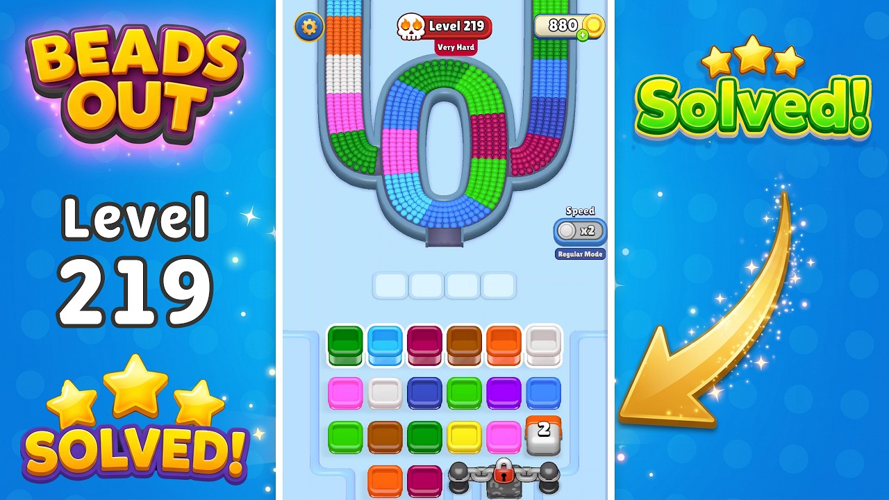 🔴 Beads Out: VERY HARD Level 219 Walkthrough | Quick Solution (New Update!) 🧩
