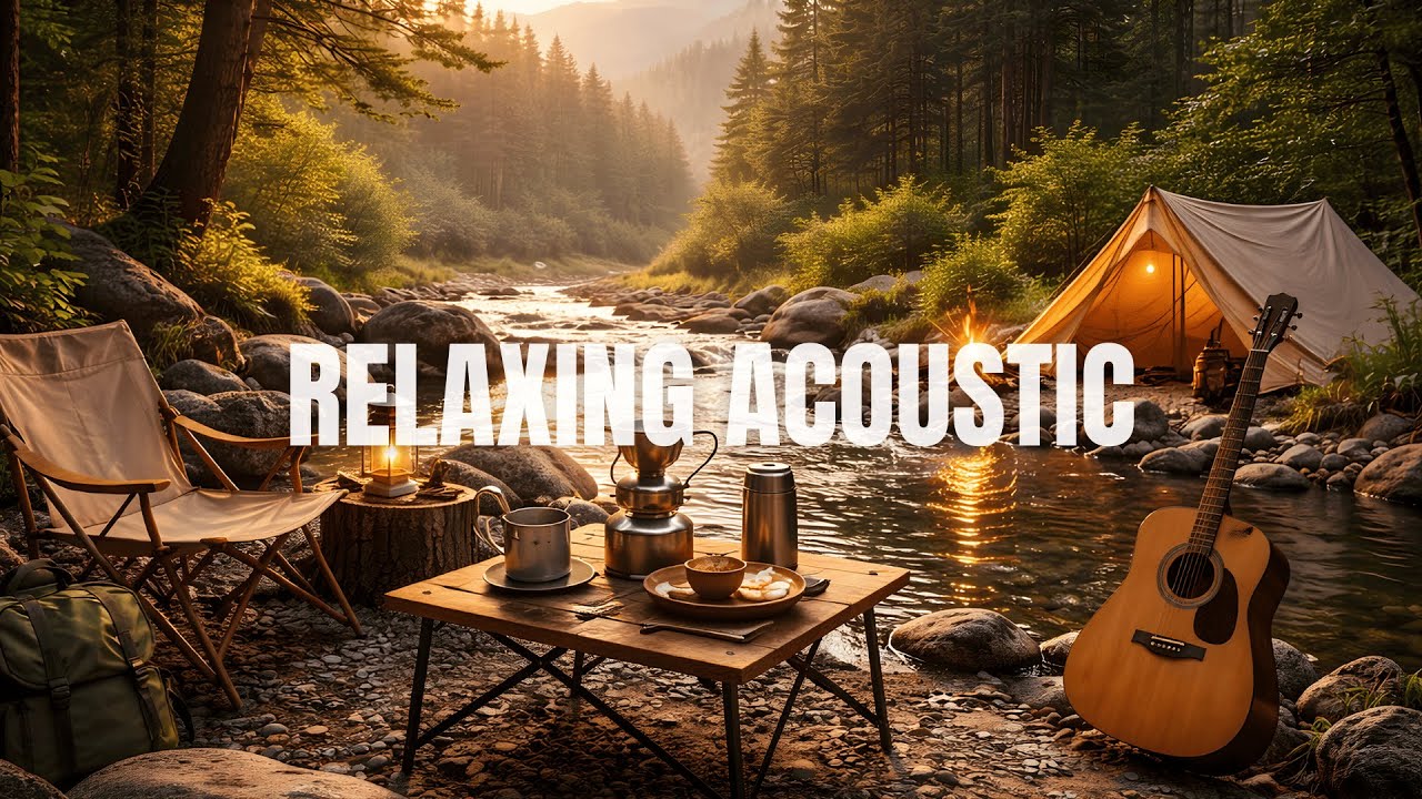 Relaxing Acoustic Guitar by the River | Calm Campfire Music for Sleep & Study