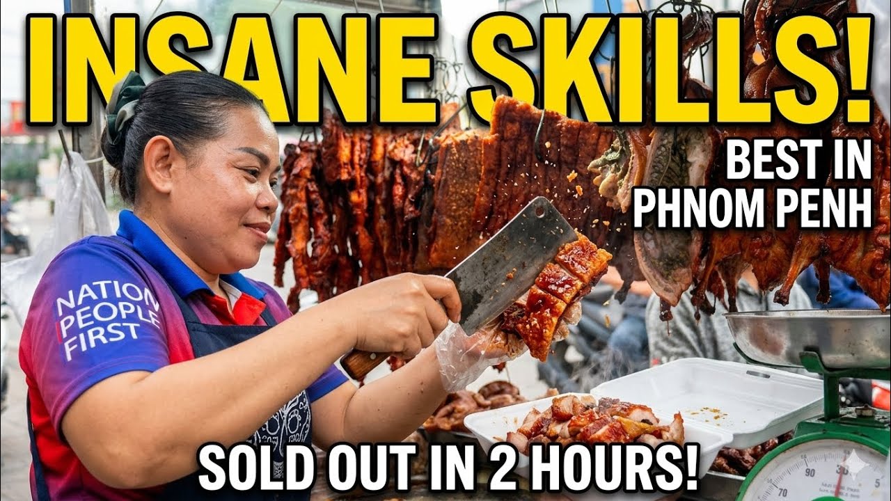 The Art of Chopping! Massive Sales of Crispy Roasted Pork - Cambodia Street Food