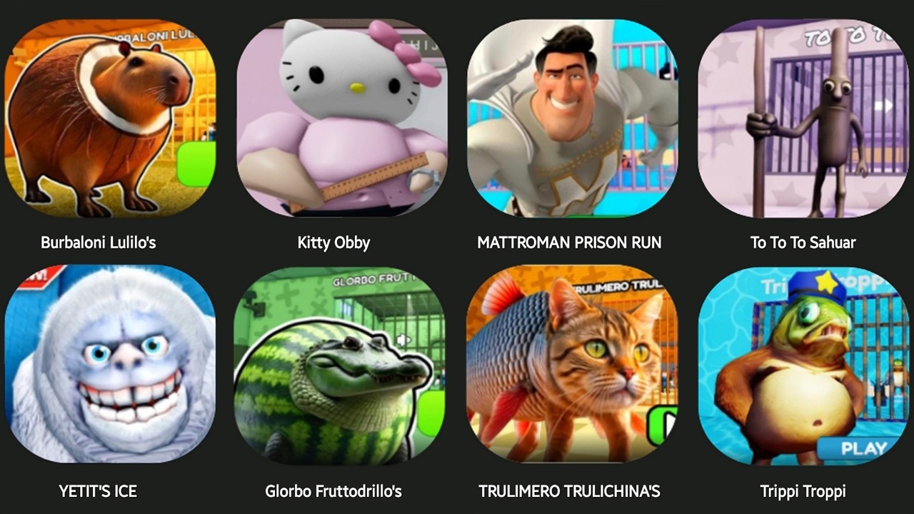 CAPPUCHINO PRISON,UDIN DIN DUN'S,CHIMPAZINI BANANA,TRALELERO OBBY,BUBRALON LULILOLI,BALERINA CAPUCHI