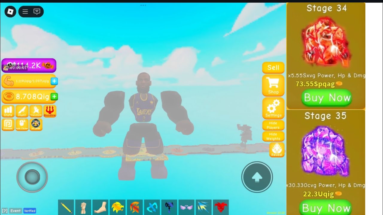 Getting stage 34,35,hyper rebirth 7! In legacy lifting simulator