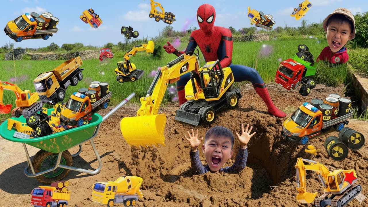 Người nhện lái máy xúc, em tu bi tổng hợp máy xúc, máy cẩu triệu view cùng nhau làm việc