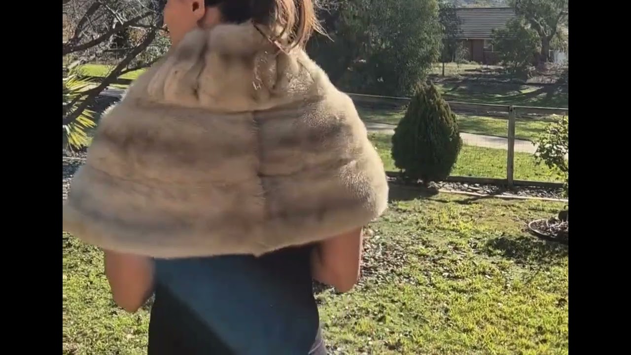 fur shrug wrap white silver grey