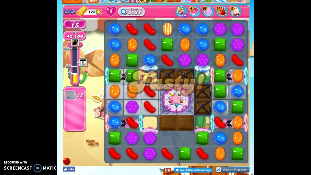 Candy Crush Level 2137 help w/audio tips, hints, tricks