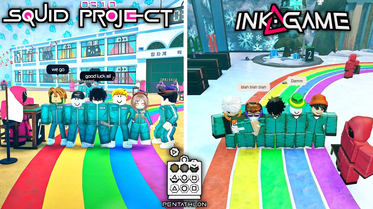 Squid Project VS Ink Game - 🌈PENTATHLON GAME  (Full Walkthrough) - Roblox