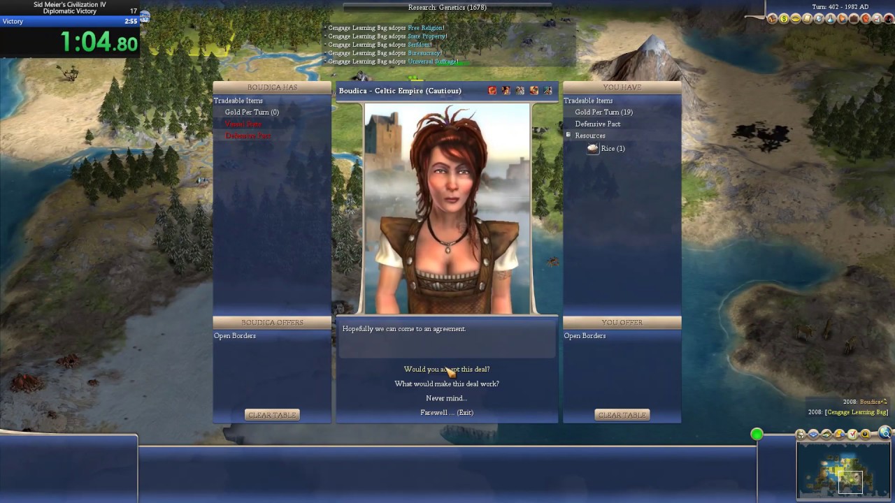 Civ 4 Diplomatic Victory Speedrun